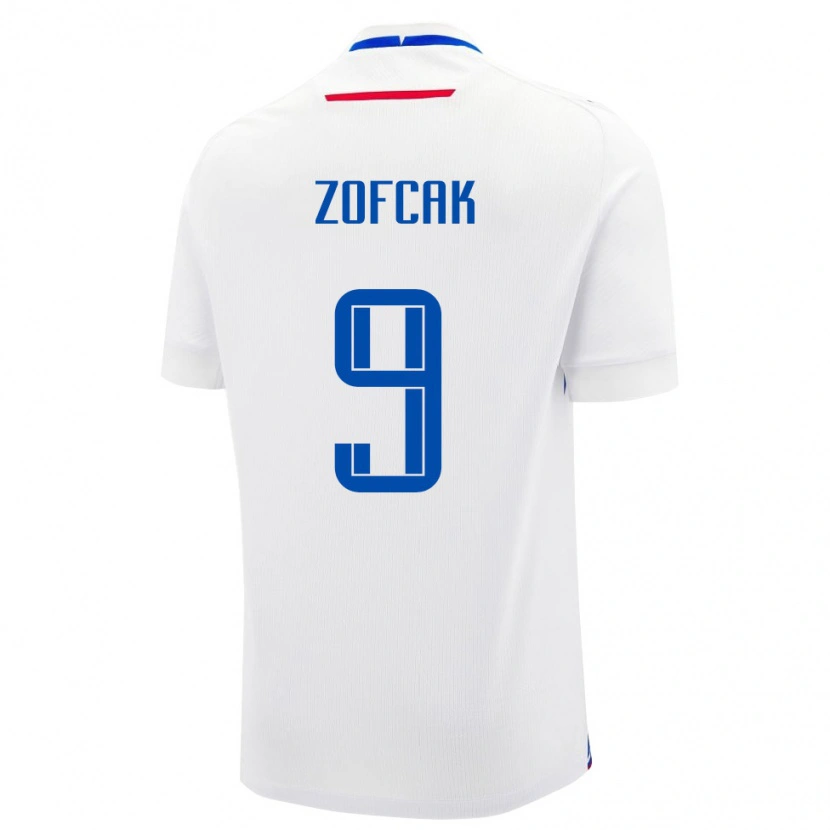 Danxen Barn Slovakien Denis Zofcak #9 Vit Blå Bortatröja Matchtröjor 26-28 Tröjor T-Tröja