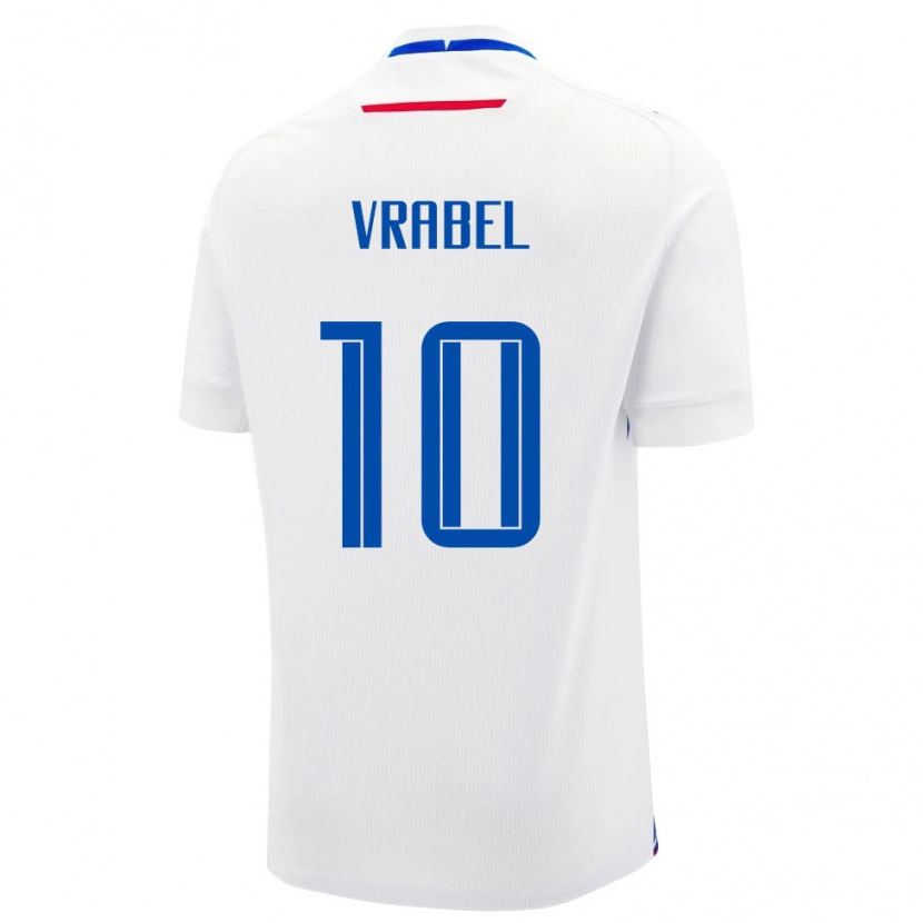 Danxen Barn Slovakien Alex Vrabel #10 Vit Blå Bortatröja Matchtröjor 26-28 Tröjor T-Tröja