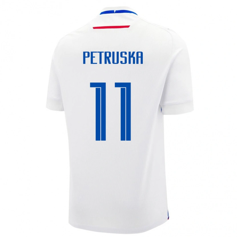 Danxen Barn Slovakien Robert Petruska #11 Vit Blå Bortatröja Matchtröjor 26-28 Tröjor T-Tröja