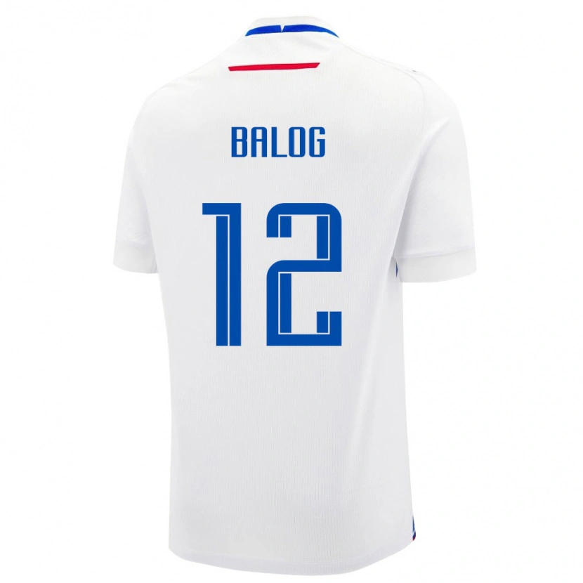 Danxen Barn Slovakien David Balog #12 Vit Blå Bortatröja Matchtröjor 26-28 Tröjor T-Tröja