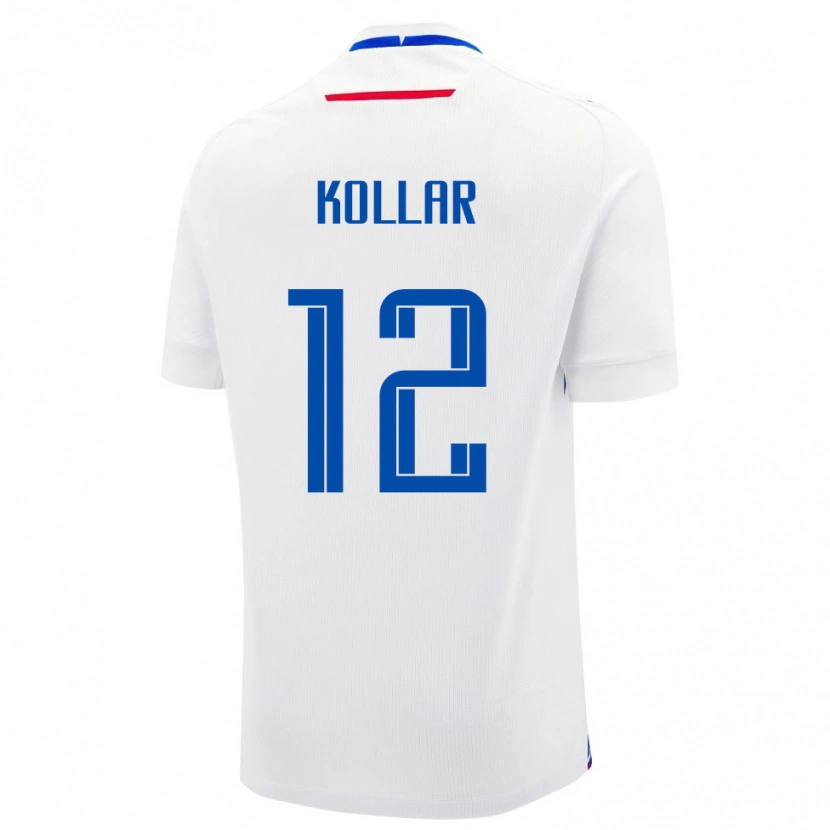 Danxen Barn Slovakien Lenny Kollar #12 Vit Blå Bortatröja Matchtröjor 26-28 Tröjor T-Tröja