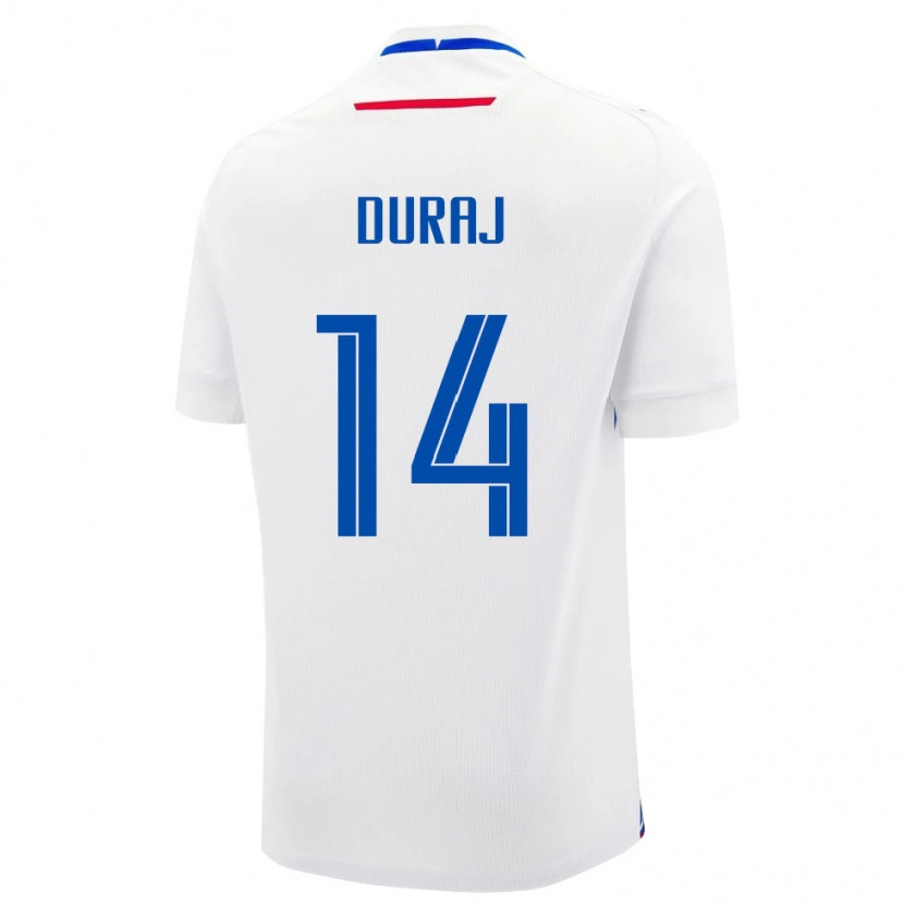 Danxen Barn Slovakien Michal Duraj #14 Vit Blå Bortatröja Matchtröjor 26-28 Tröjor T-Tröja