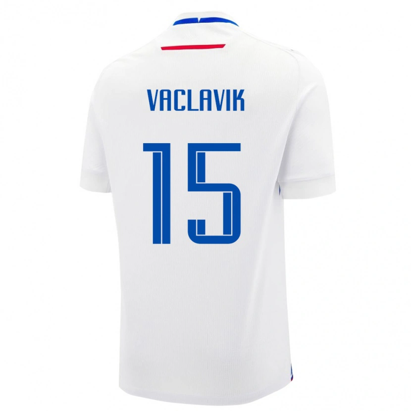 Danxen Barn Slovakien Filip Vaclavik #15 Vit Blå Bortatröja Matchtröjor 26-28 Tröjor T-Tröja