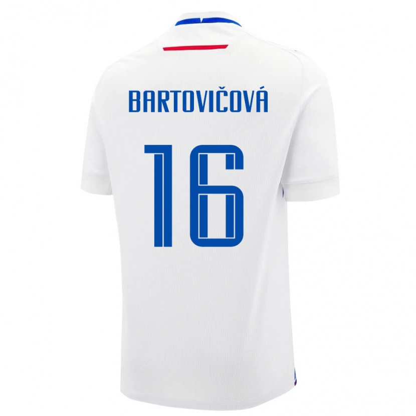 Danxen Barn Slovakien Diana Bartovičová #16 Vit Blå Bortatröja Matchtröjor 26-28 Tröjor T-Tröja
