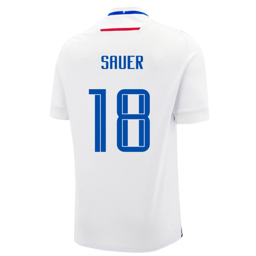 Danxen Barn Slovakien Leo Sauer #18 Vit Blå Bortatröja Matchtröjor 26-28 Tröjor T-Tröja