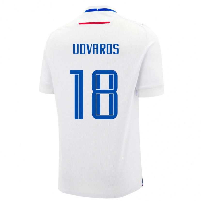 Danxen Barn Slovakien Nathan Udvaros #18 Vit Blå Bortatröja Matchtröjor 26-28 Tröjor T-Tröja