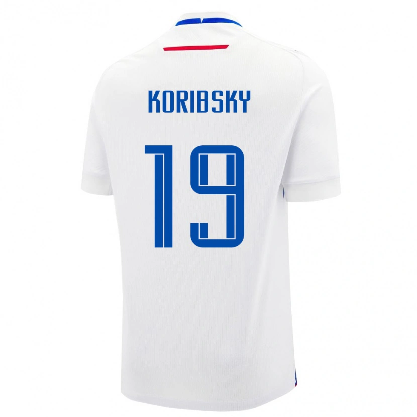 Danxen Barn Slovakien Simon Koribsky #19 Vit Blå Bortatröja Matchtröjor 26-28 Tröjor T-Tröja