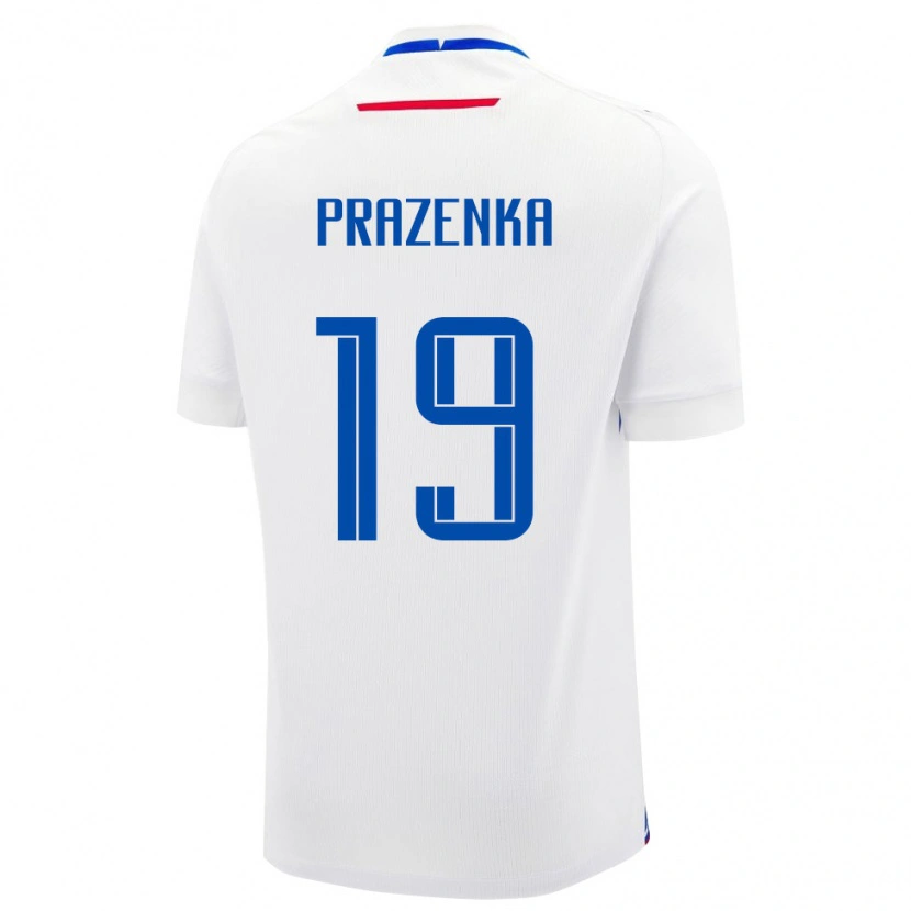 Danxen Barn Slovakien Lubos Prazenka #19 Vit Blå Bortatröja Matchtröjor 26-28 Tröjor T-Tröja