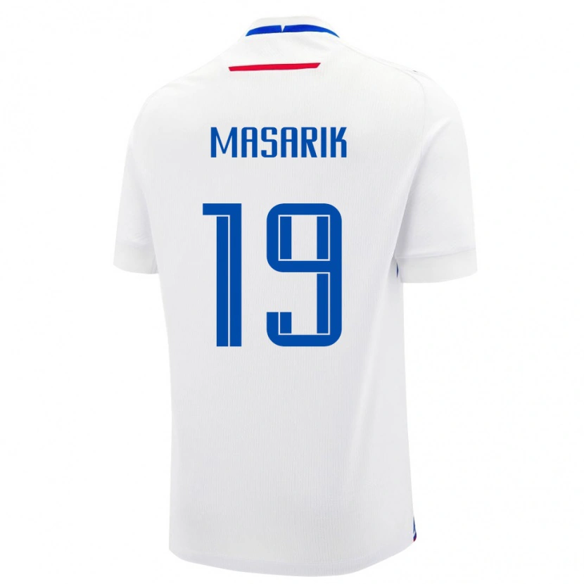 Danxen Barn Slovakien Marian Masarik #19 Vit Blå Bortatröja Matchtröjor 26-28 Tröjor T-Tröja