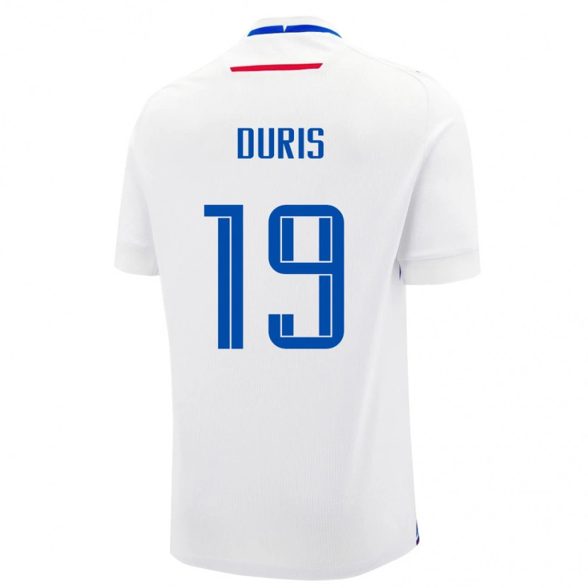 Danxen Barn Slovakien Jakub Duris #19 Vit Blå Bortatröja Matchtröjor 26-28 Tröjor T-Tröja