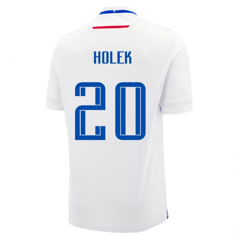 Danxen Barn Slovakien Jakub Holek #20 Vit Blå Bortatröja Matchtröjor 26-28 Tröjor T-Tröja