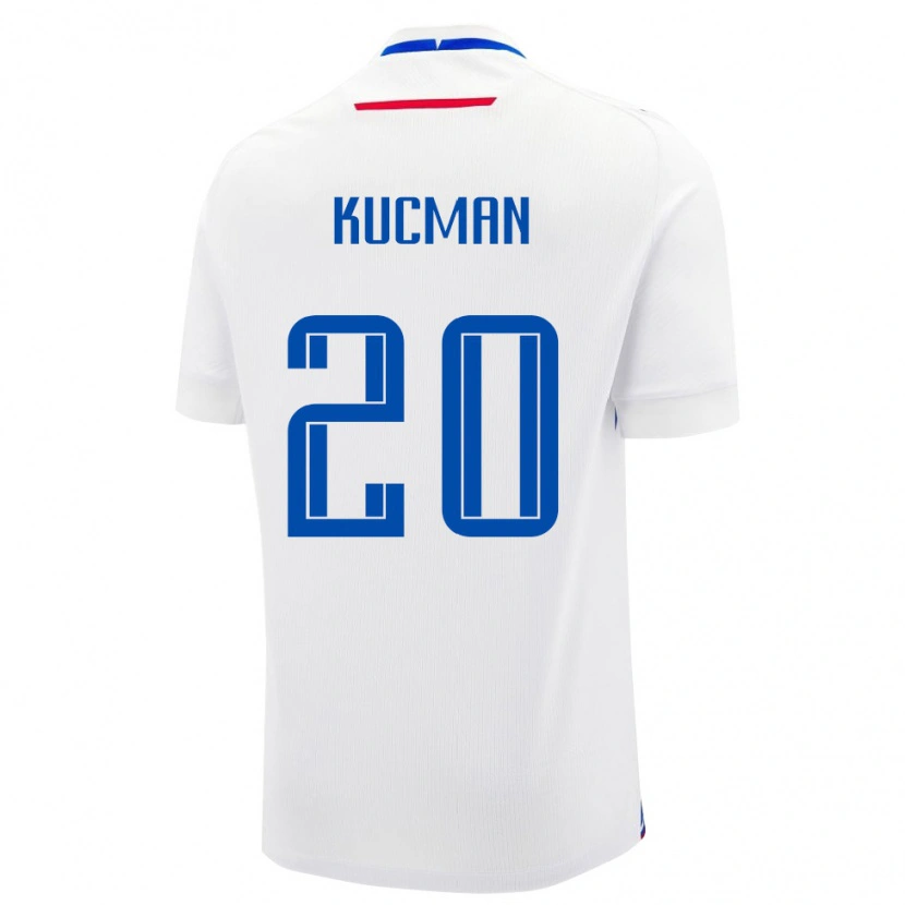 Danxen Barn Slovakien Marcel Kucman #20 Vit Blå Bortatröja Matchtröjor 26-28 Tröjor T-Tröja