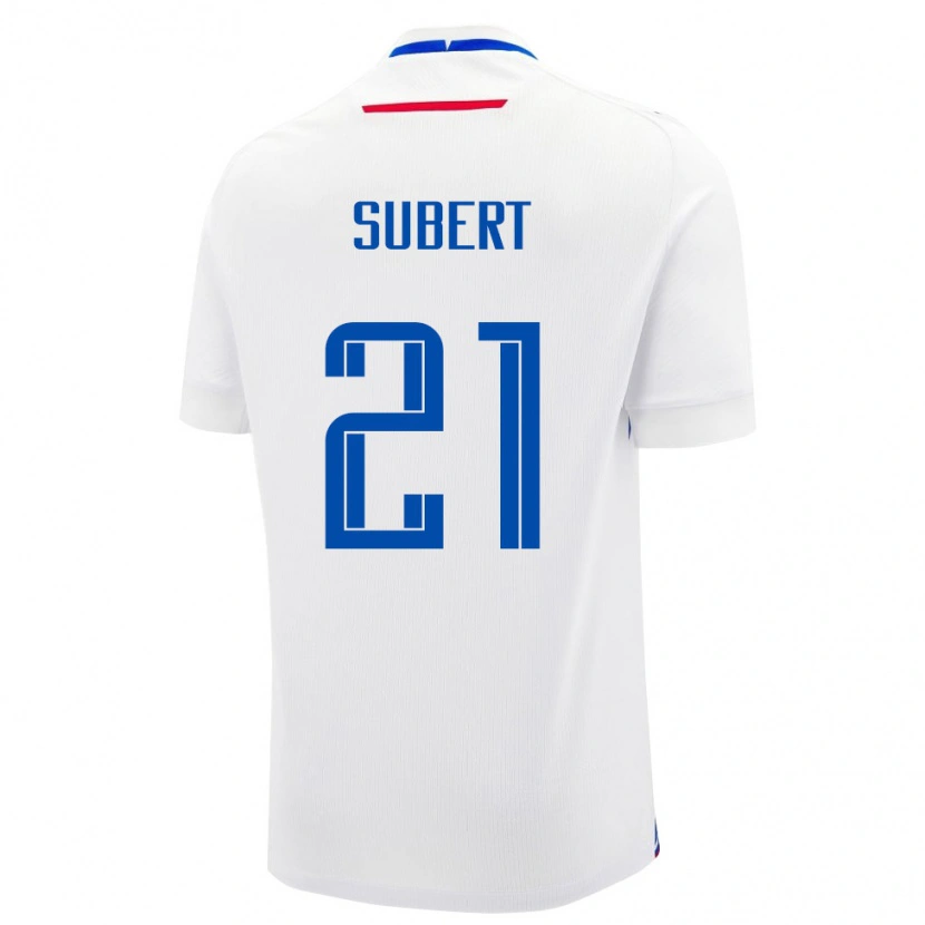 Danxen Barn Slovakien Alex Subert #21 Vit Blå Bortatröja Matchtröjor 26-28 Tröjor T-Tröja