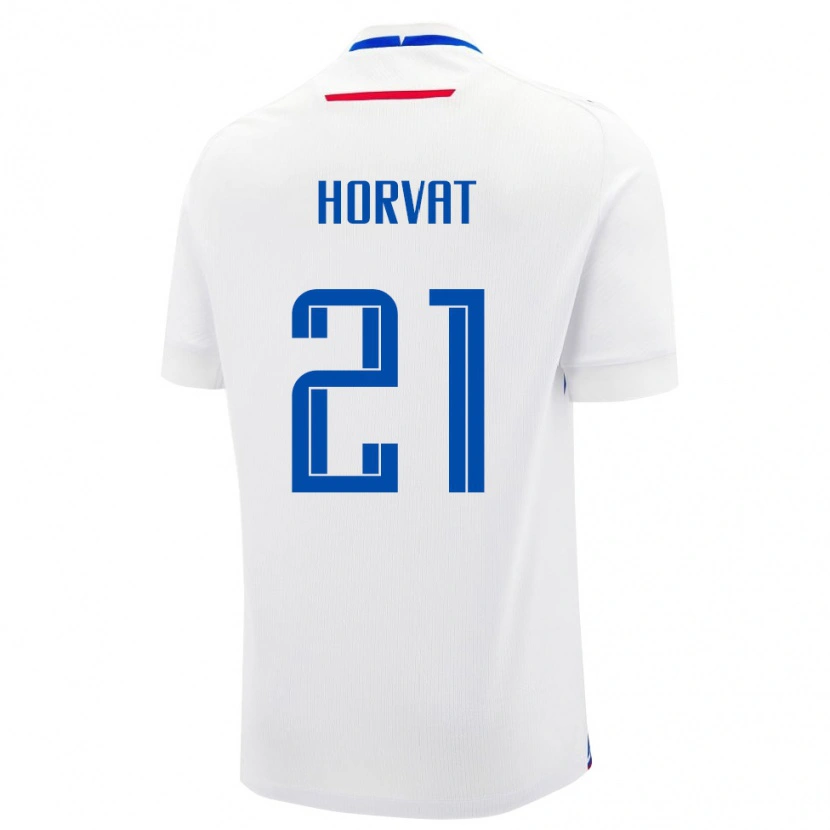 Danxen Barn Slovakien Adam Horvat #21 Vit Blå Bortatröja Matchtröjor 26-28 Tröjor T-Tröja