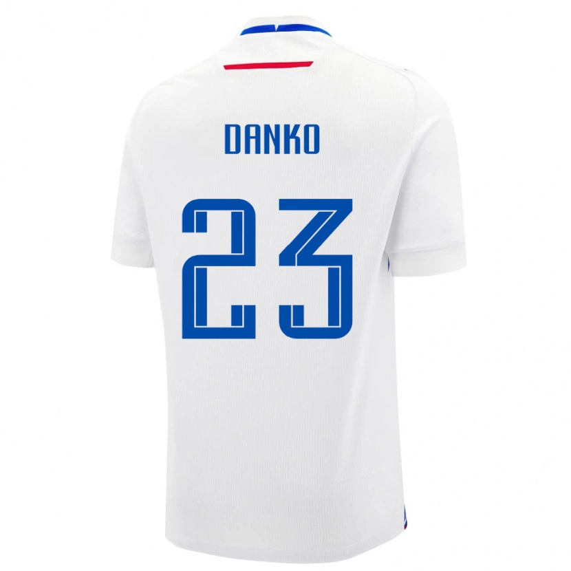 Danxen Barn Slovakien Adam Danko #23 Vit Blå Bortatröja Matchtröjor 26-28 Tröjor T-Tröja