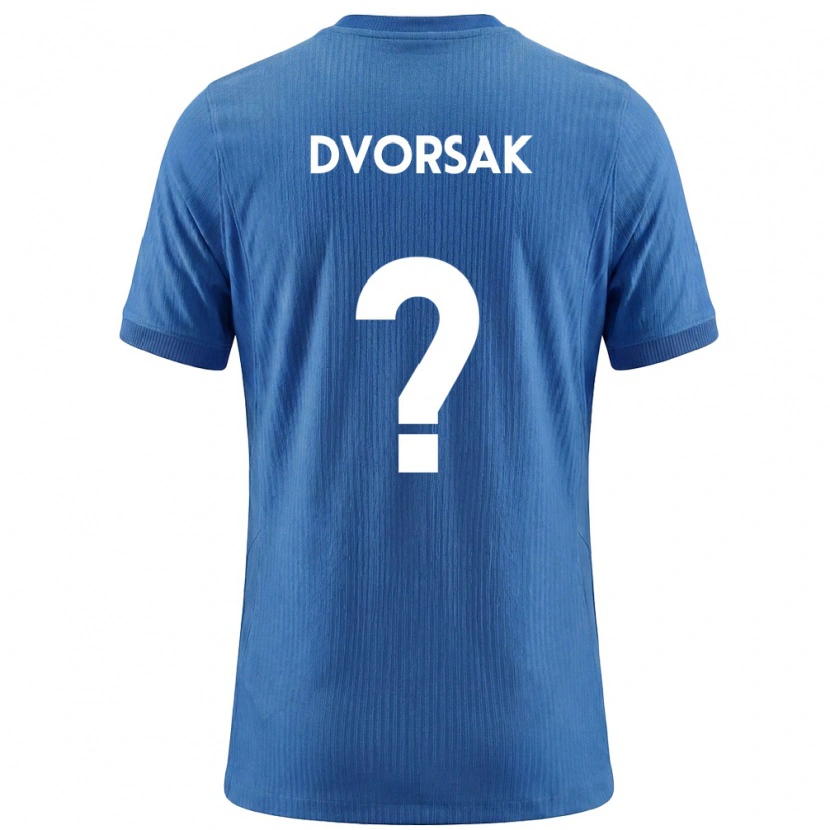 Danxen Barn Slovenien Matej Dvorsak #0 Blå Vit Bortatröja Matchtröjor 26-28 Tröjor T-Tröja