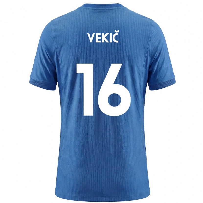 Danxen Barn Slovenien Igor Vekic #16 Blå Vit Bortatröja Matchtröjor 26-28 Tröjor T-Tröja