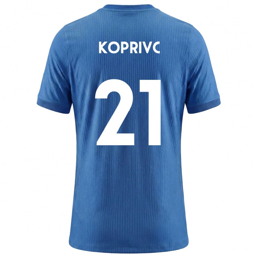 Danxen Barn Slovenien Anej Koprivc #21 Blå Vit Bortatröja Matchtröjor 26-28 Tröjor T-Tröja