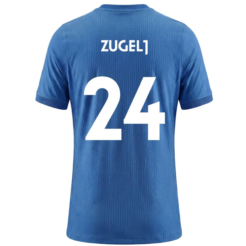 Danxen Barn Slovenien Nino Zugelj #24 Blå Vit Bortatröja Matchtröjor 26-28 Tröjor T-Tröja