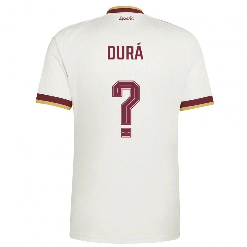 Danxen Barn Spanien Jaume Durá #0 Off-White Burgund Bortatröja Matchtröjor 26-28 Tröjor T-Tröja