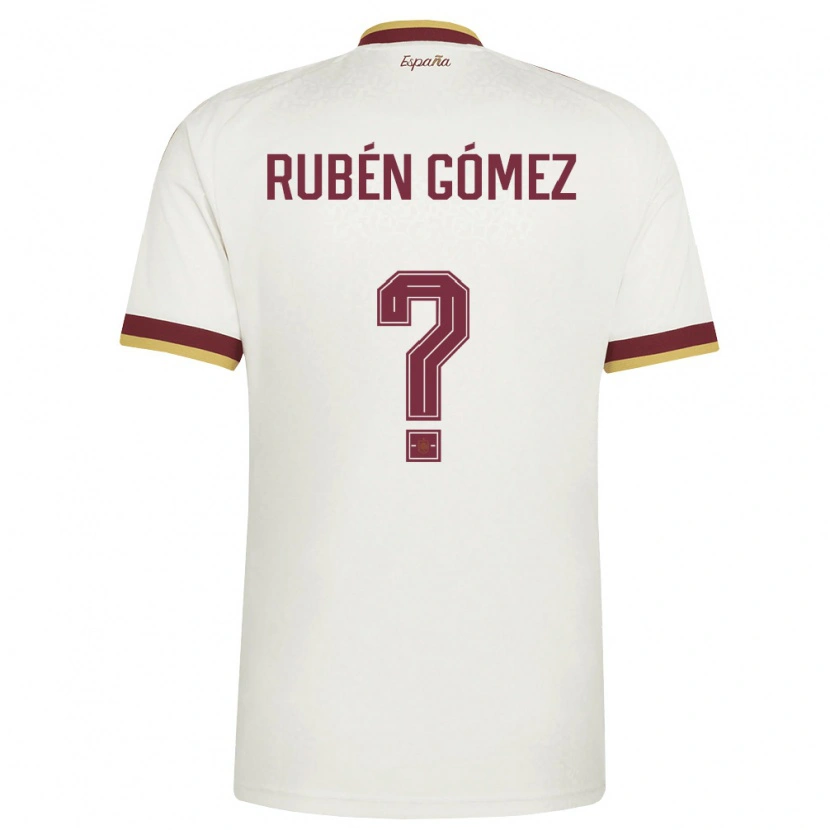 Danxen Barn Spanien Rubén Gómez #0 Off-White Burgund Bortatröja Matchtröjor 26-28 Tröjor T-Tröja