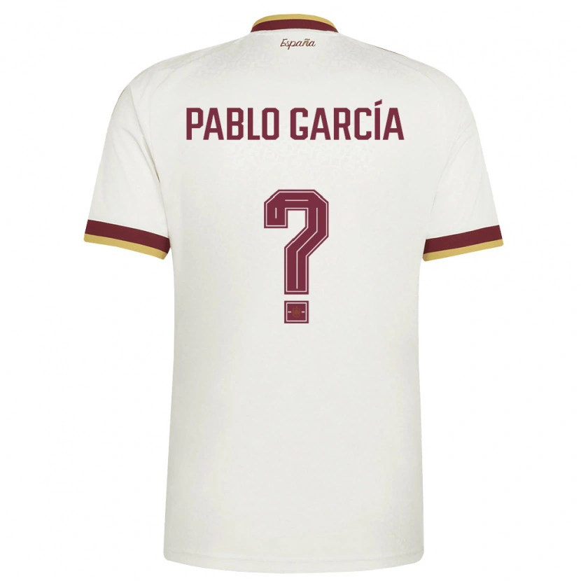 Danxen Barn Spanien Pablo García #0 Off-White Burgund Bortatröja Matchtröjor 26-28 Tröjor T-Tröja