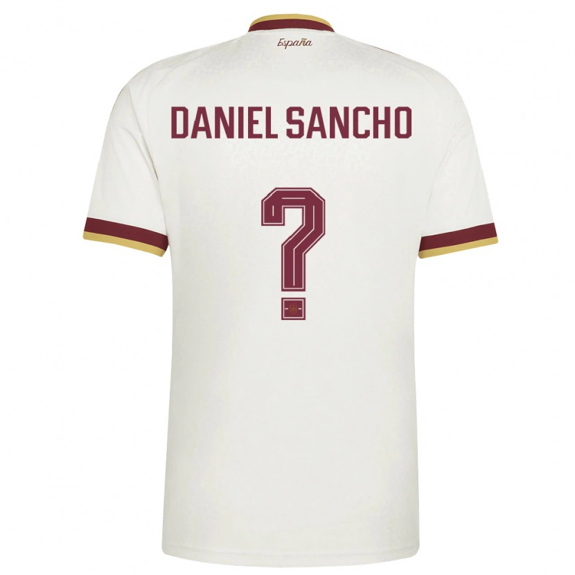Danxen Barn Spanien Daniel Sancho #0 Off-White Burgund Bortatröja Matchtröjor 26-28 Tröjor T-Tröja
