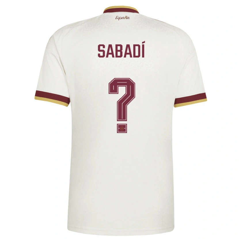 Danxen Barn Spanien Pol Sabadí #0 Off-White Burgund Bortatröja Matchtröjor 26-28 Tröjor T-Tröja