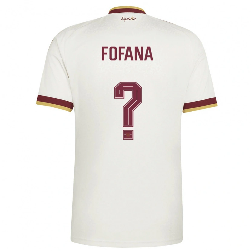 Danxen Barn Spanien Cherif Fofana #0 Off-White Burgund Bortatröja Matchtröjor 26-28 Tröjor T-Tröja