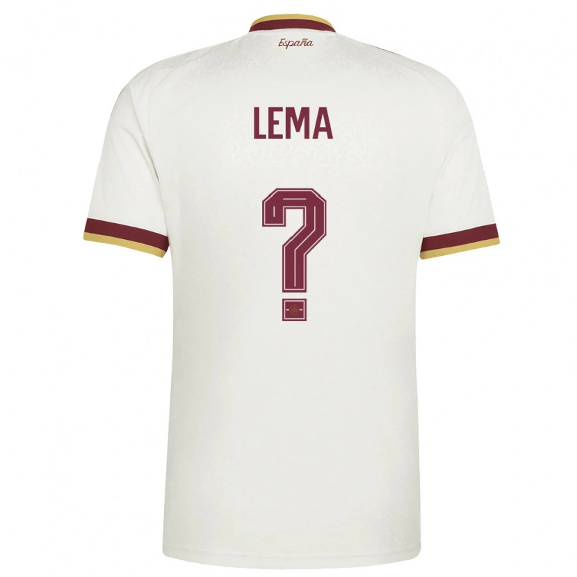 Danxen Barn Spanien Raúl Lema #0 Off-White Burgund Bortatröja Matchtröjor 26-28 Tröjor T-Tröja