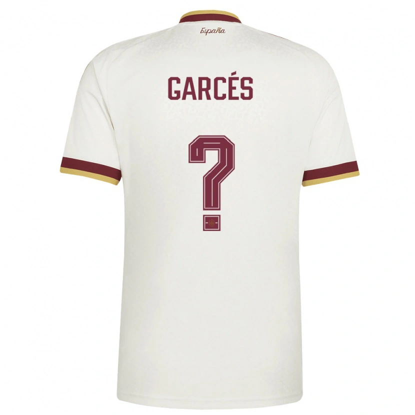 Danxen Barn Spanien Hugo Garcés #0 Off-White Burgund Bortatröja Matchtröjor 26-28 Tröjor T-Tröja