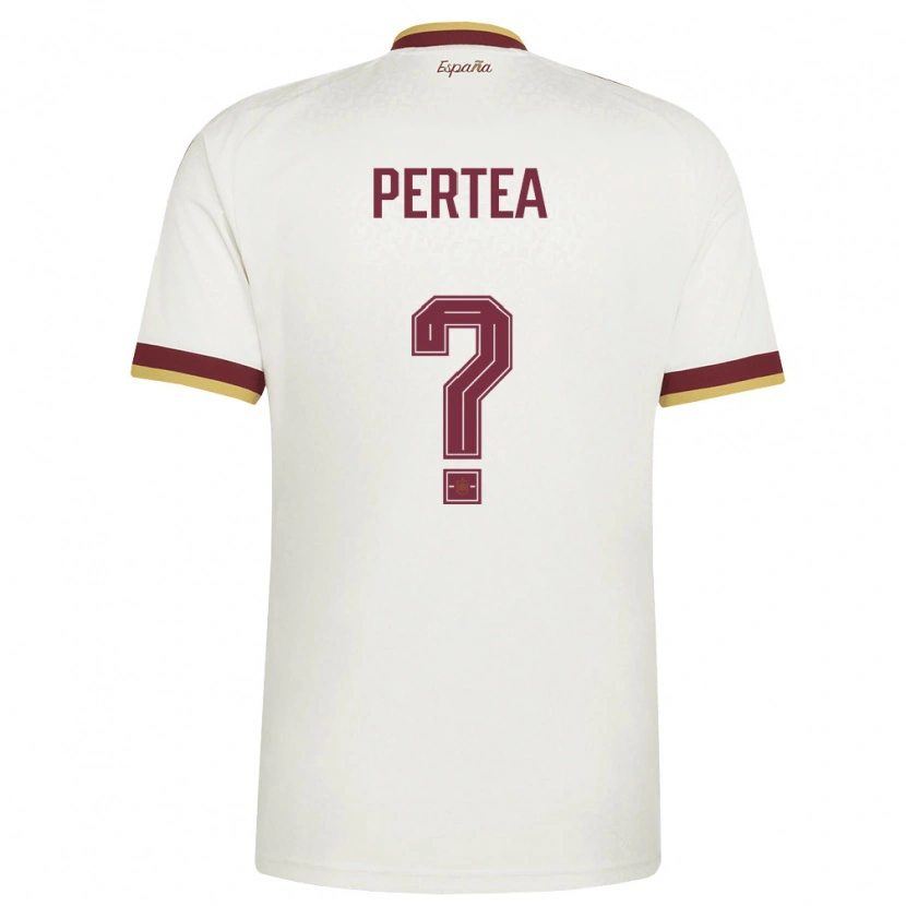 Danxen Barn Spanien Raúl Pertea #0 Off-White Burgund Bortatröja Matchtröjor 26-28 Tröjor T-Tröja