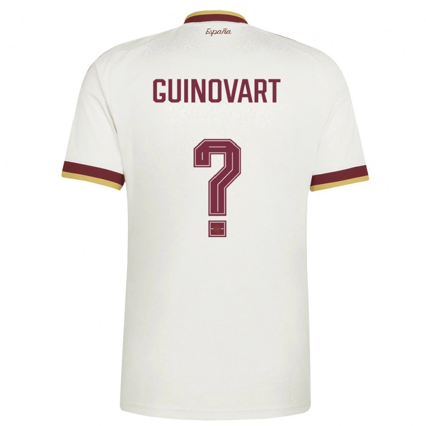 Danxen Barn Spanien Martí Guinovart #0 Off-White Burgund Bortatröja Matchtröjor 26-28 Tröjor T-Tröja