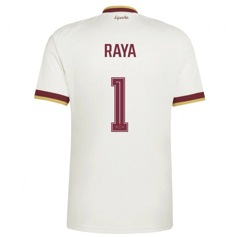 Danxen Barn Spanien David Raya #1 Off-White Burgund Bortatröja Matchtröjor 26-28 Tröjor T-Tröja