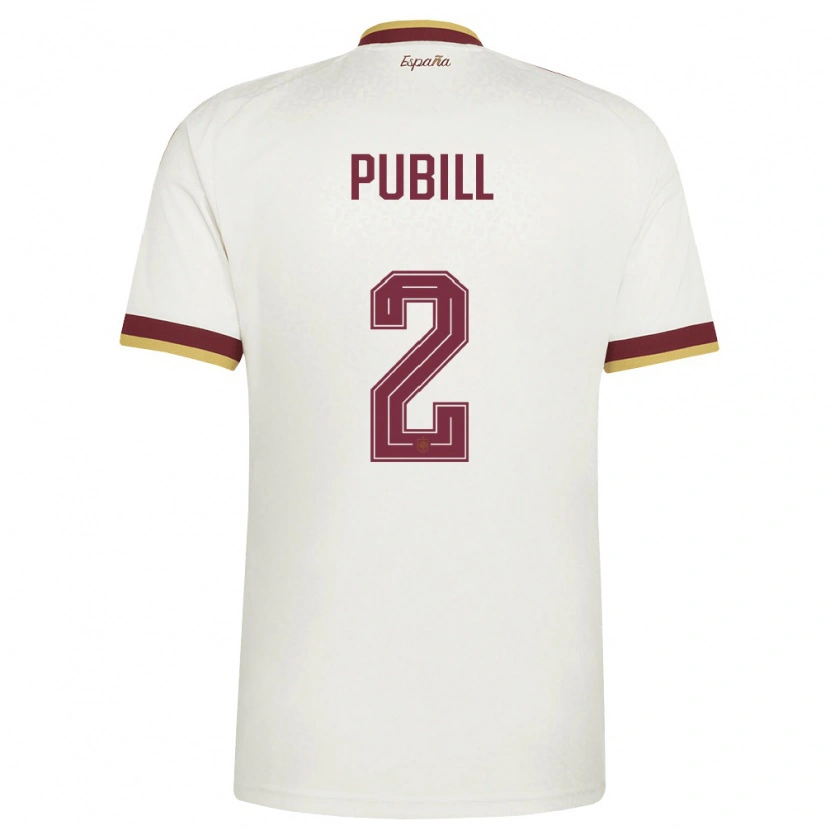 Danxen Barn Spanien Marc Pubill #2 Off-White Burgund Bortatröja Matchtröjor 26-28 Tröjor T-Tröja