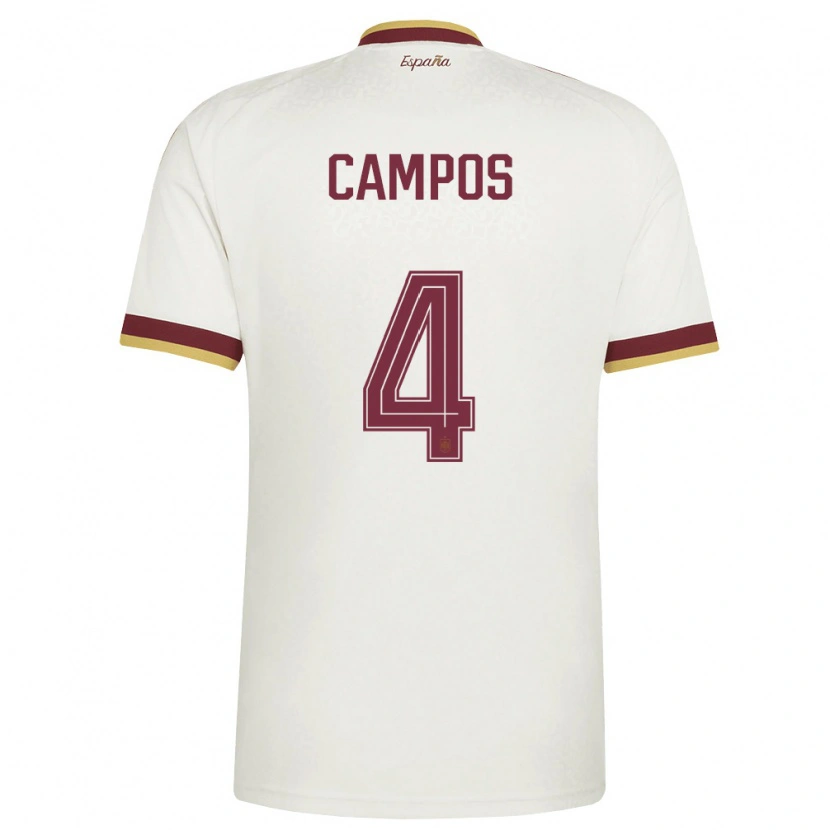 Danxen Barn Spanien Alex Campos #4 Off-White Burgund Bortatröja Matchtröjor 26-28 Tröjor T-Tröja