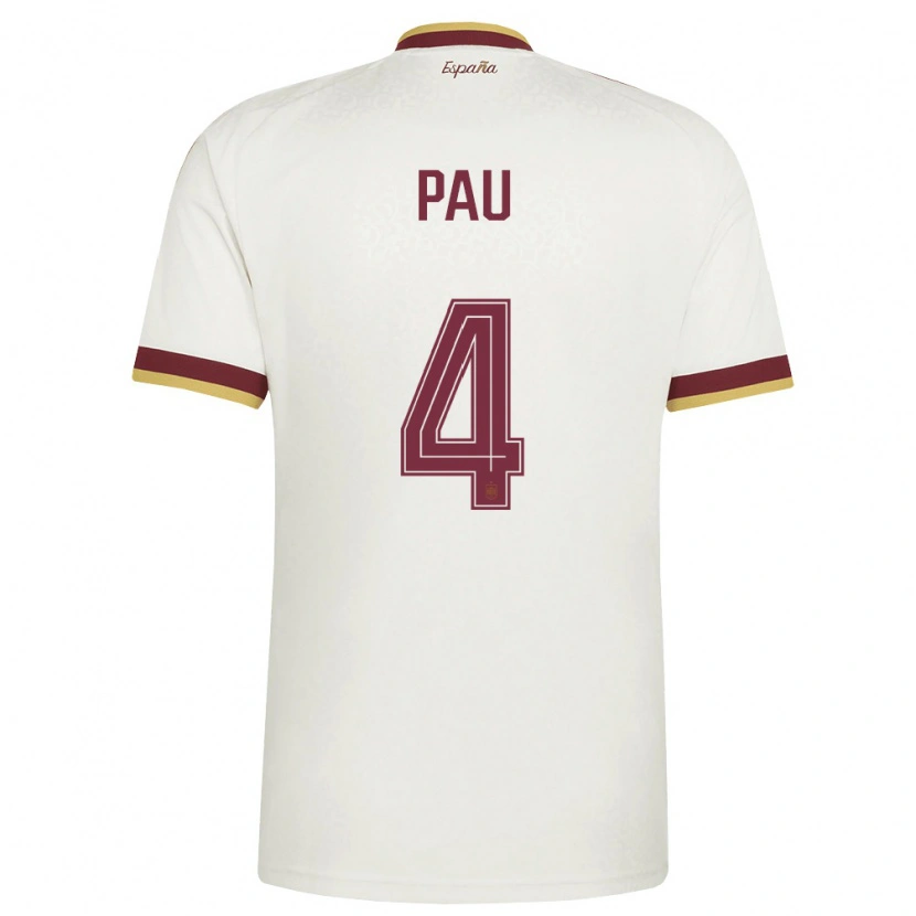 Danxen Barn Spanien Pau Torres #4 Off-White Burgund Bortatröja Matchtröjor 26-28 Tröjor T-Tröja