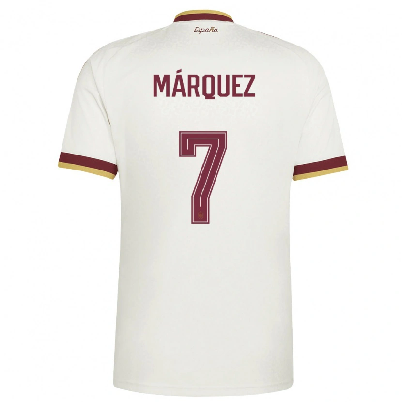 Danxen Barn Spanien Rosa Marquez #7 Off-White Burgund Bortatröja Matchtröjor 26-28 Tröjor T-Tröja