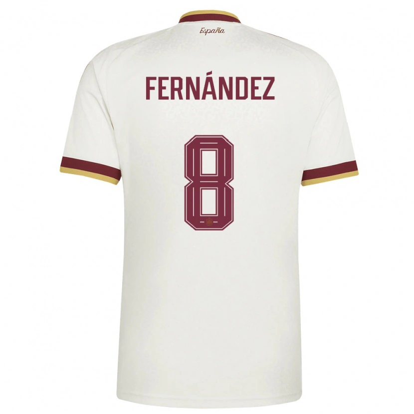 Danxen Barn Spanien Dro Fernández #8 Off-White Burgund Bortatröja Matchtröjor 26-28 Tröjor T-Tröja