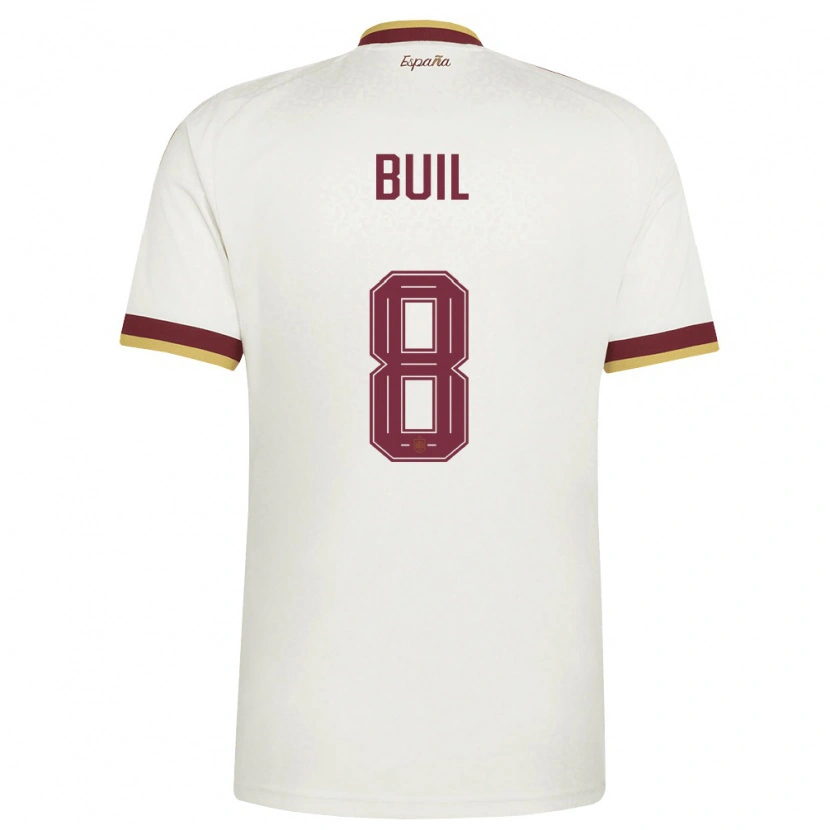 Danxen Barn Spanien Gorka Buil #8 Off-White Burgund Bortatröja Matchtröjor 26-28 Tröjor T-Tröja