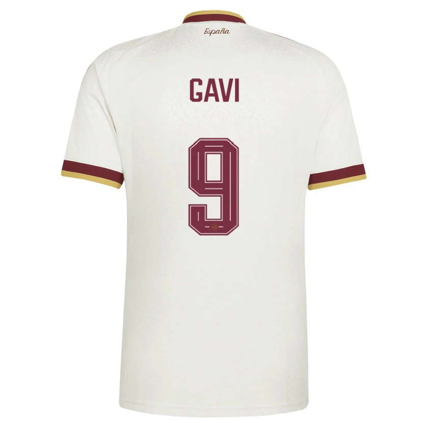 Danxen Barn Spanien Gavi #9 Off-White Burgund Bortatröja Matchtröjor 26-28 Tröjor T-Tröja