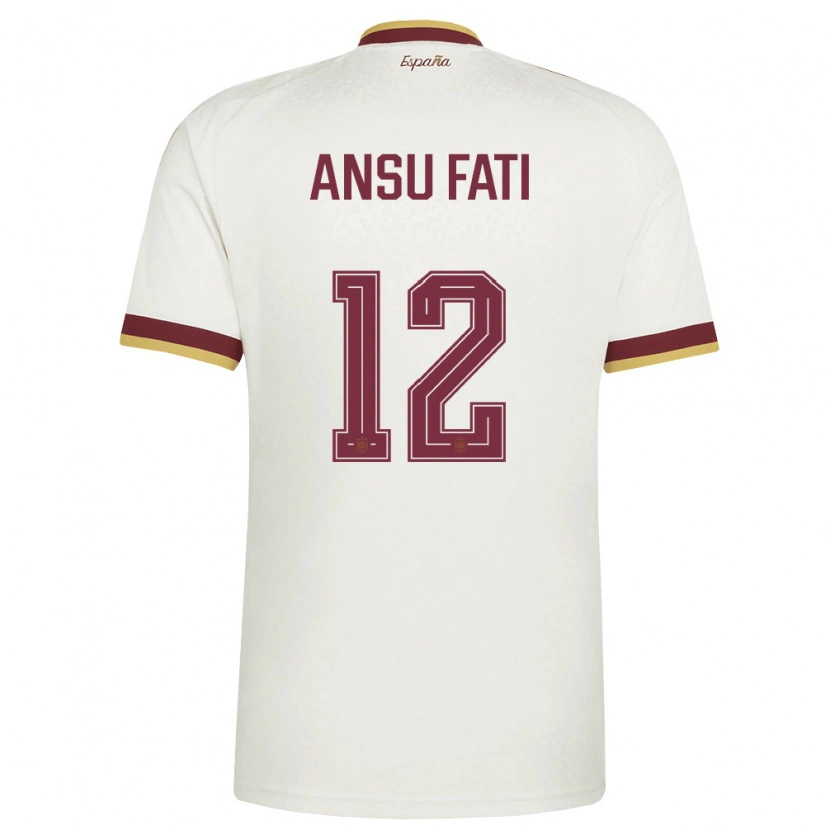 Danxen Barn Spanien Ansu Fati #12 Off-White Burgund Bortatröja Matchtröjor 26-28 Tröjor T-Tröja