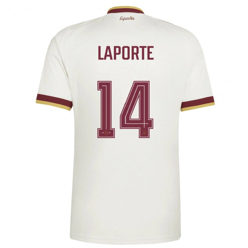 Danxen Barn Spanien Aymeric Laporte #14 Off-White Burgund Bortatröja Matchtröjor 26-28 Tröjor T-Tröja