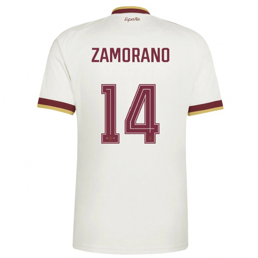 Danxen Barn Spanien Holmes Zamorano #14 Off-White Burgund Bortatröja Matchtröjor 26-28 Tröjor T-Tröja