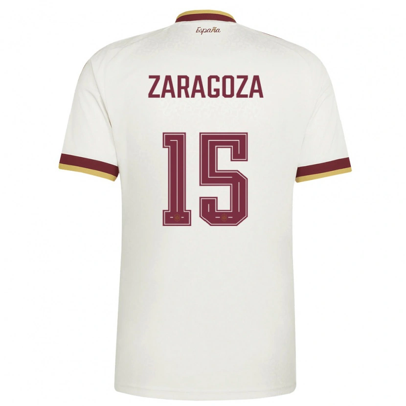 Danxen Barn Spanien Bryan Zaragoza #15 Off-White Burgund Bortatröja Matchtröjor 26-28 Tröjor T-Tröja