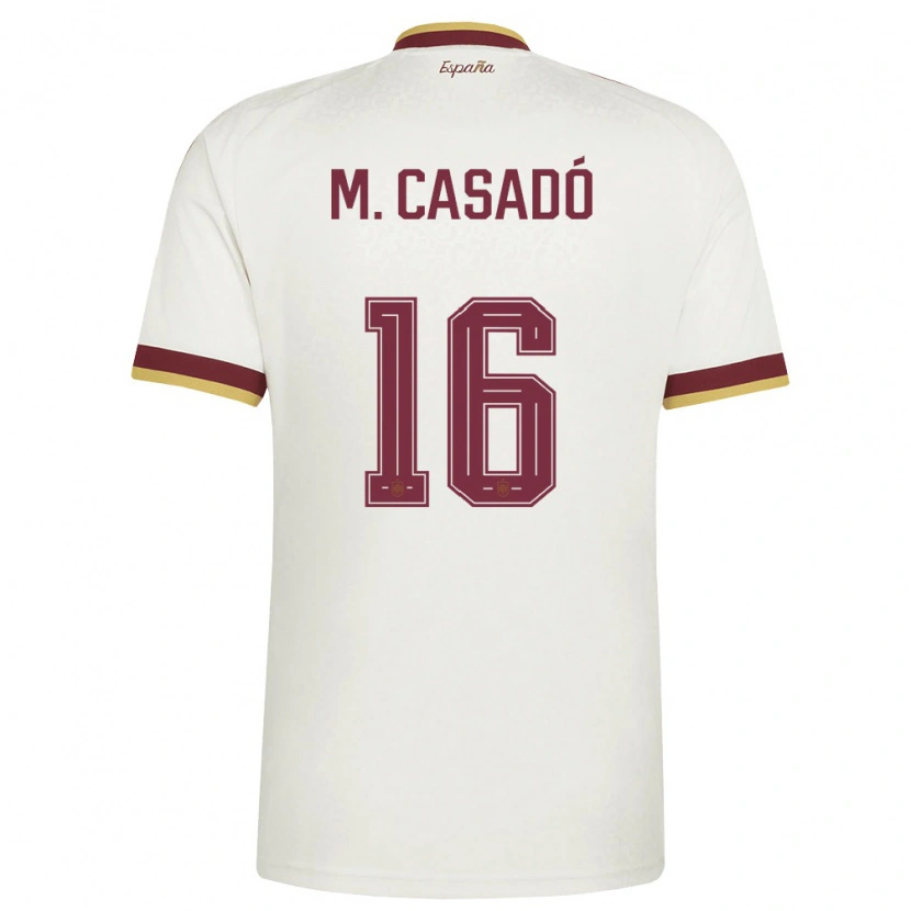 Danxen Barn Spanien Marc Casadó #16 Off-White Burgund Bortatröja Matchtröjor 26-28 Tröjor T-Tröja