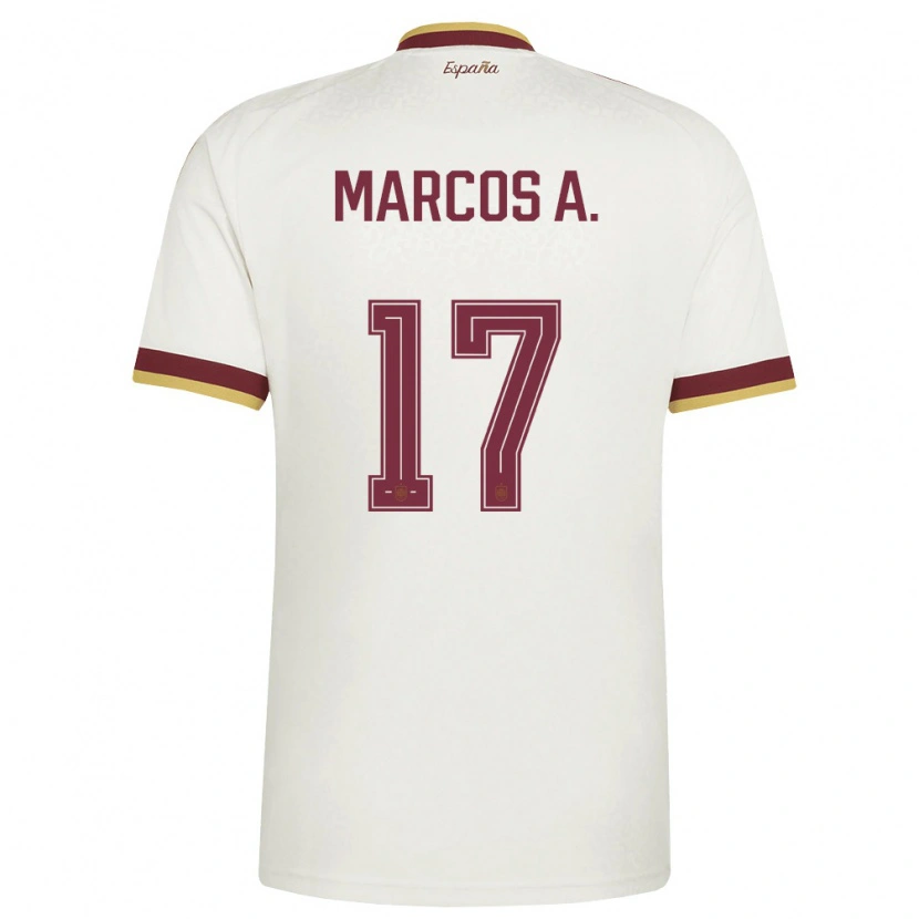 Danxen Barn Spanien Marcos Alonso #17 Off-White Burgund Bortatröja Matchtröjor 26-28 Tröjor T-Tröja