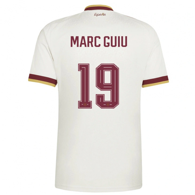 Danxen Barn Spanien Marc Guiu #19 Off-White Burgund Bortatröja Matchtröjor 26-28 Tröjor T-Tröja