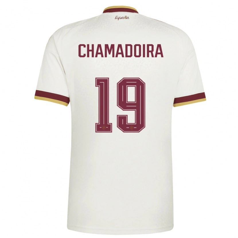 Danxen Barn Spanien Hugo Chamadoira #19 Off-White Burgund Bortatröja Matchtröjor 26-28 Tröjor T-Tröja