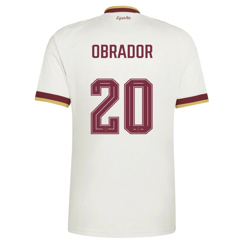 Danxen Barn Spanien Rafa Obrador #20 Off-White Burgund Bortatröja Matchtröjor 26-28 Tröjor T-Tröja